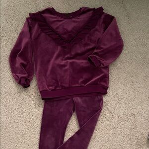 Tea Collection Velvet Plum Girls Sweatshirt and Leggings Set